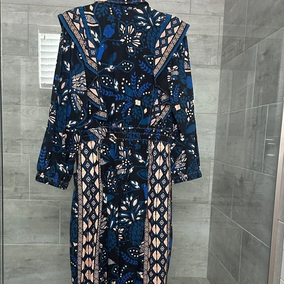 Farm Rio Gorgeous Navy Blue Floral jumpsuit - Picture 3 of 4